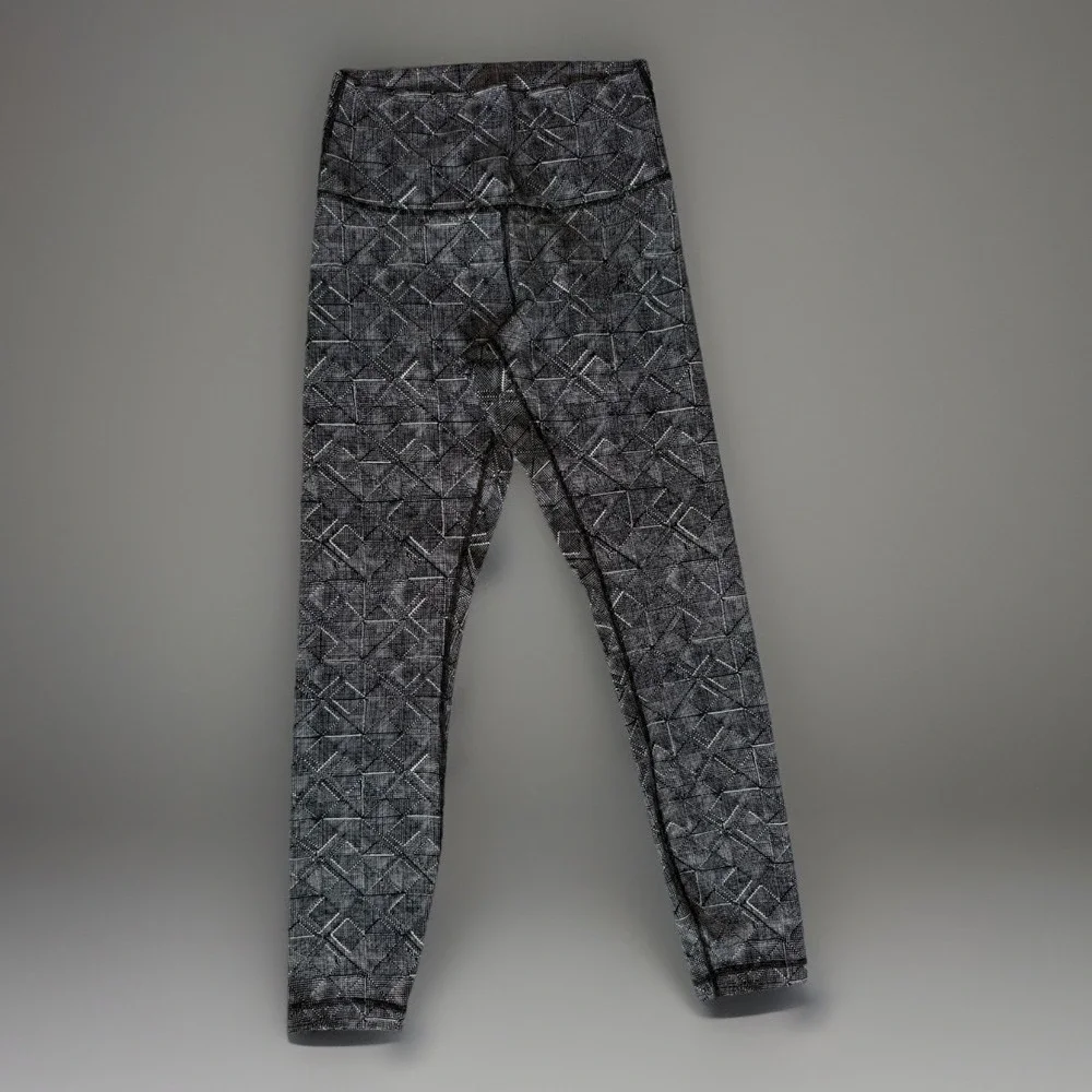 Lululemon Wunder Under 6 Luon Jacquard High‎ Rise Leggings Black White 25